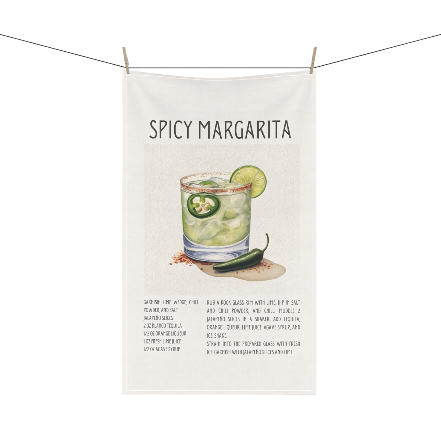 Spicy Margarita Recipe Kitchen Decor Tea Towel