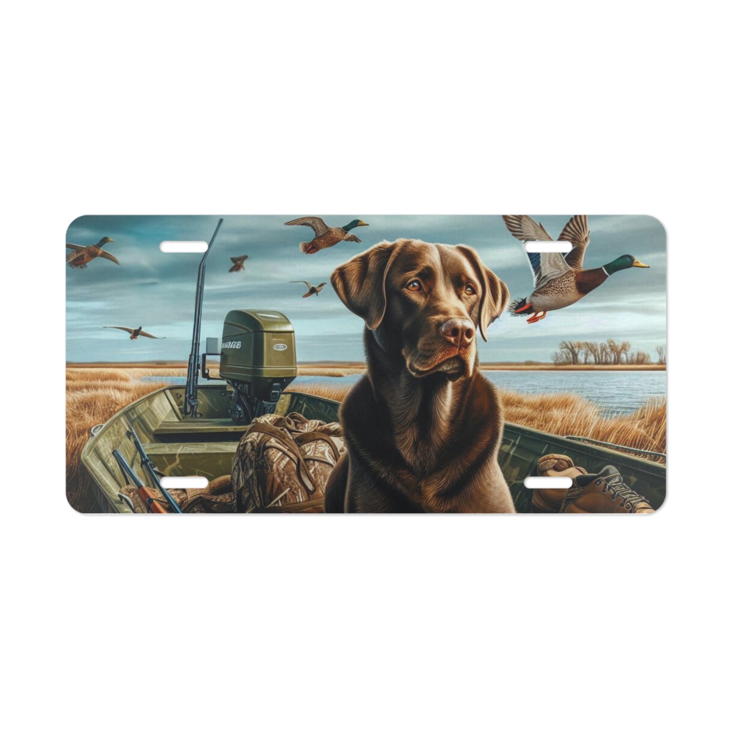 Labrador Retriever and Mallards Scene Duck Hunting Decorative License Plate
