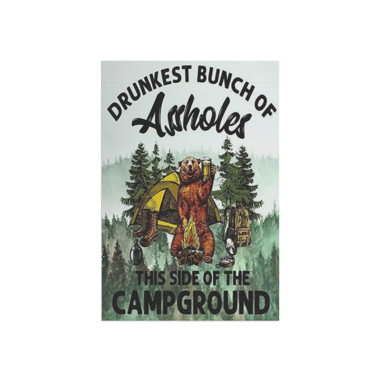 Rustic Camping Garden Banner, Funny Bear Outdoor Decor, Campground Sign, Unique Home and Garden Gift, Outdoor Party Decoration