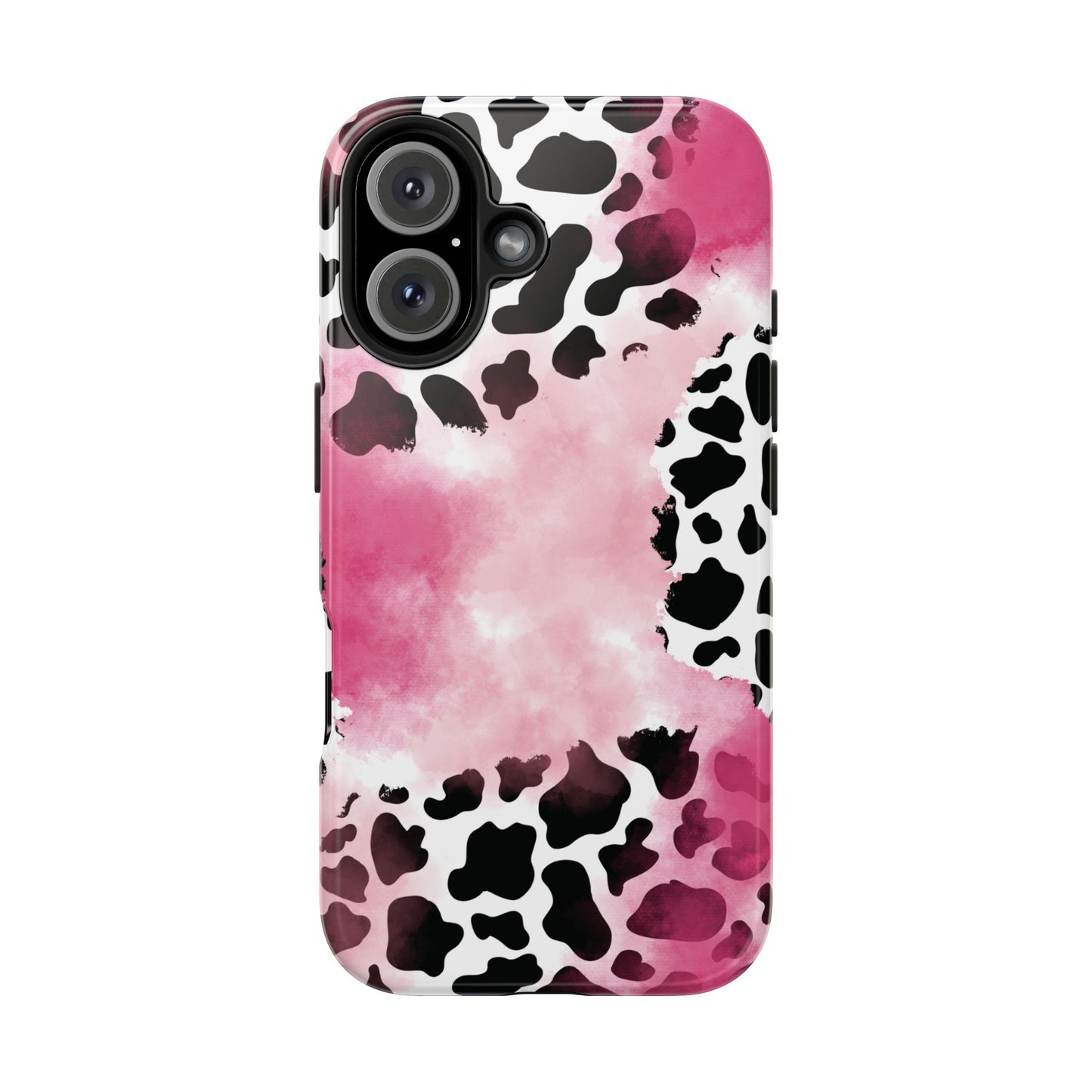 Pink Watercolor Cow Print Blend iPhone Tough Phone Case