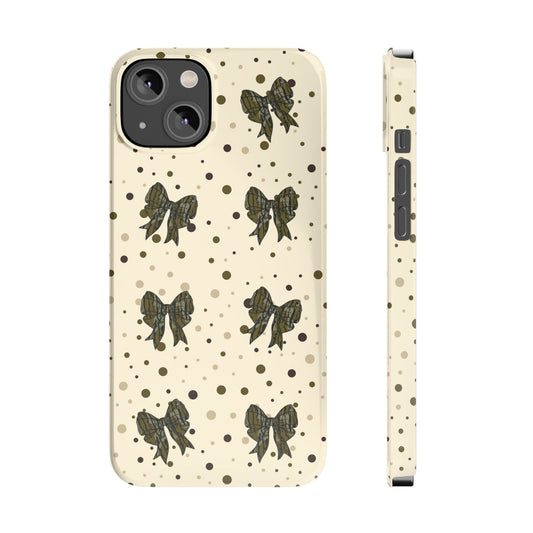 Bottomland Camouflage Coquette Bows & Polka Dot Slim IPhone Case