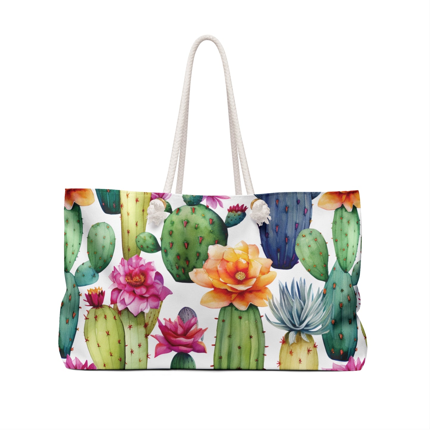 Watercolor Cactus Western Style Weekend Bag