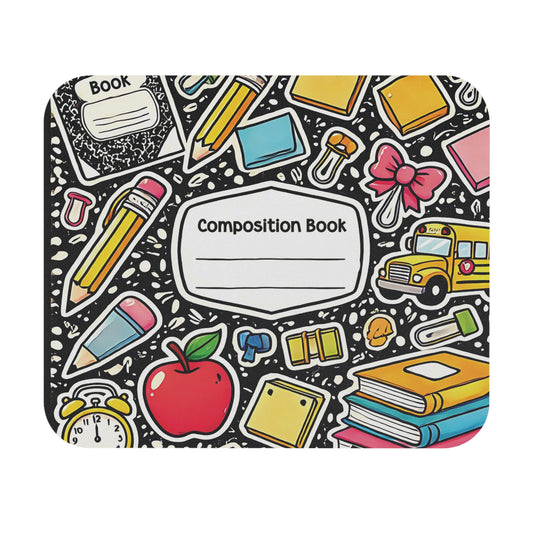 School Supplies Mouse Pad Composition Book Design for Students & Teachers