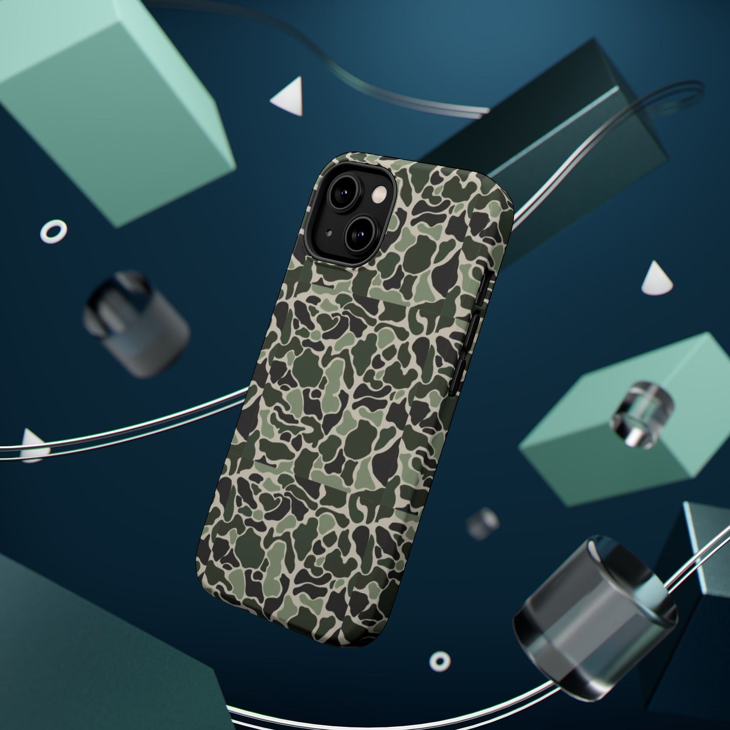 Green Old School Camo Tough Magnetic iPhone Case