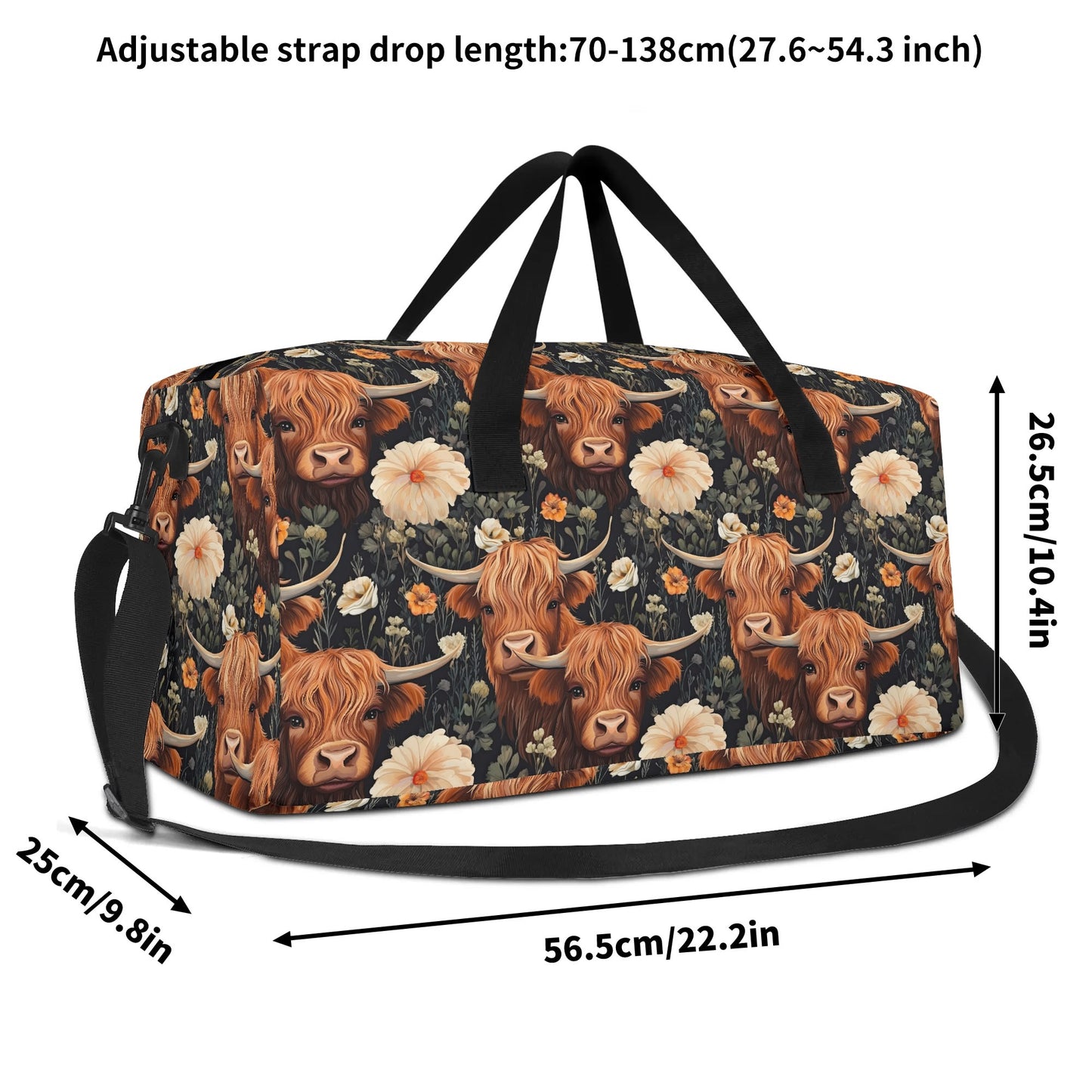 Cattle & Blooms – Highland Cow Duffle