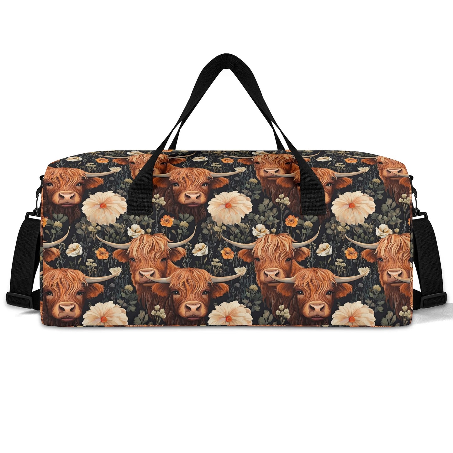 Cattle & Blooms – Highland Cow Duffle