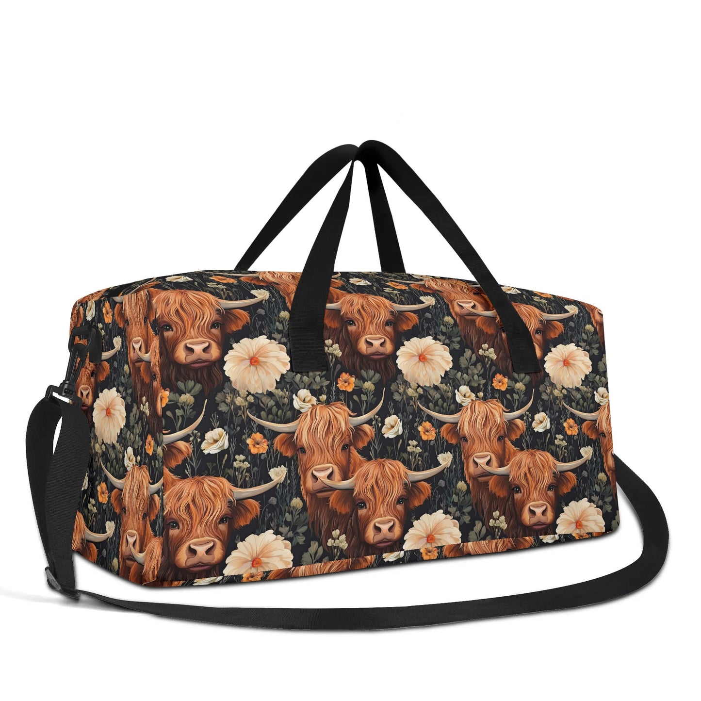 Cattle & Blooms – Highland Cow Duffle