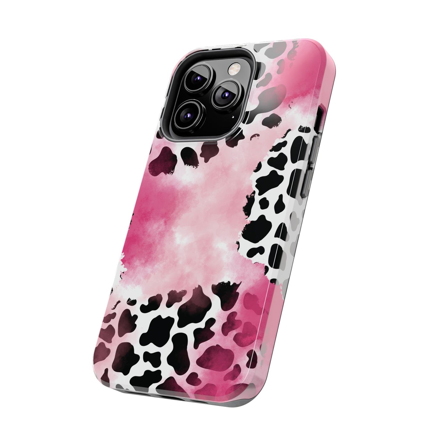 Pink Watercolor Cow Print Blend iPhone Tough Phone Case
