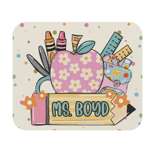 Personalized Teacher Mouse Pad - Cute Apple Design for Educators