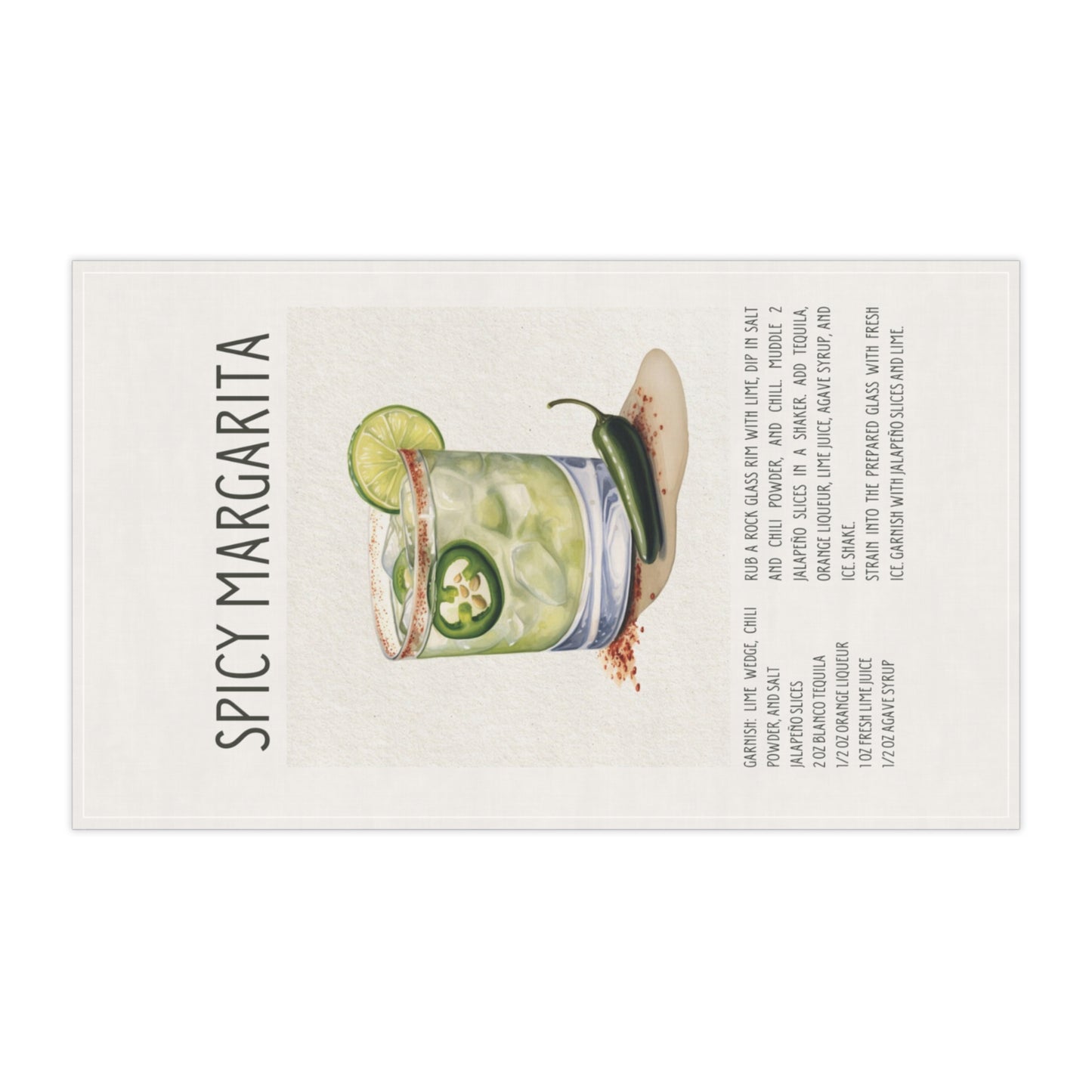 Spicy Margarita Recipe Kitchen Decor Tea Towel