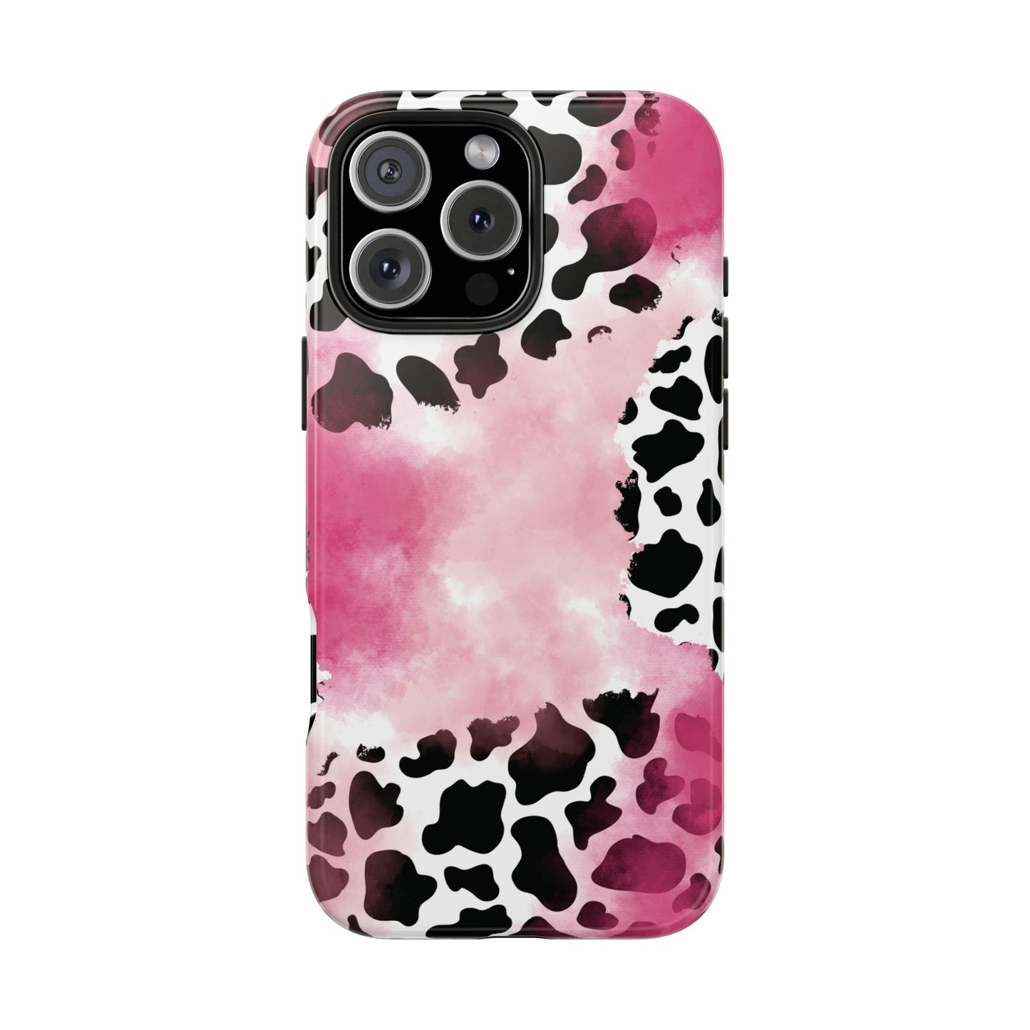 Pink Watercolor Cow Print Blend iPhone Tough Phone Case