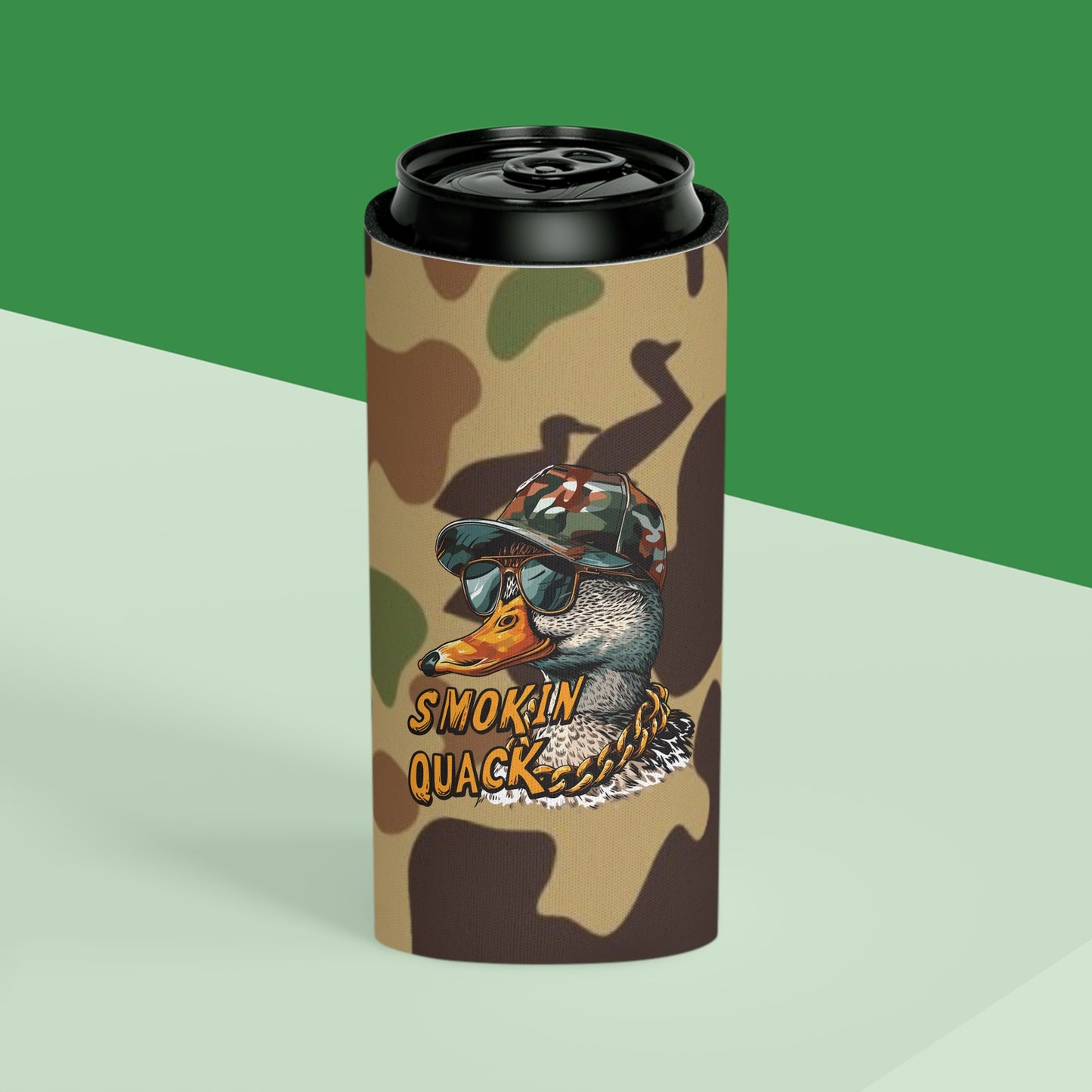 Smokin’ Quack Duck Camo Regular or Slim Can Koozie