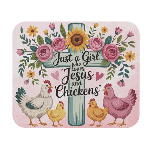 Rustic Floral Cross Mouse Pad Country Girl Faith and Chickens