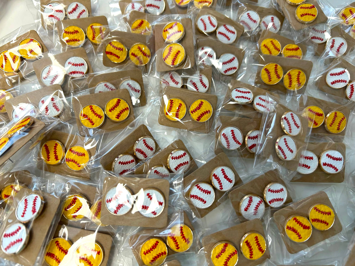 Baseball + Softball Leather Stud Earrings