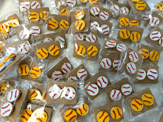 Baseball + Softball Leather Stud Earrings