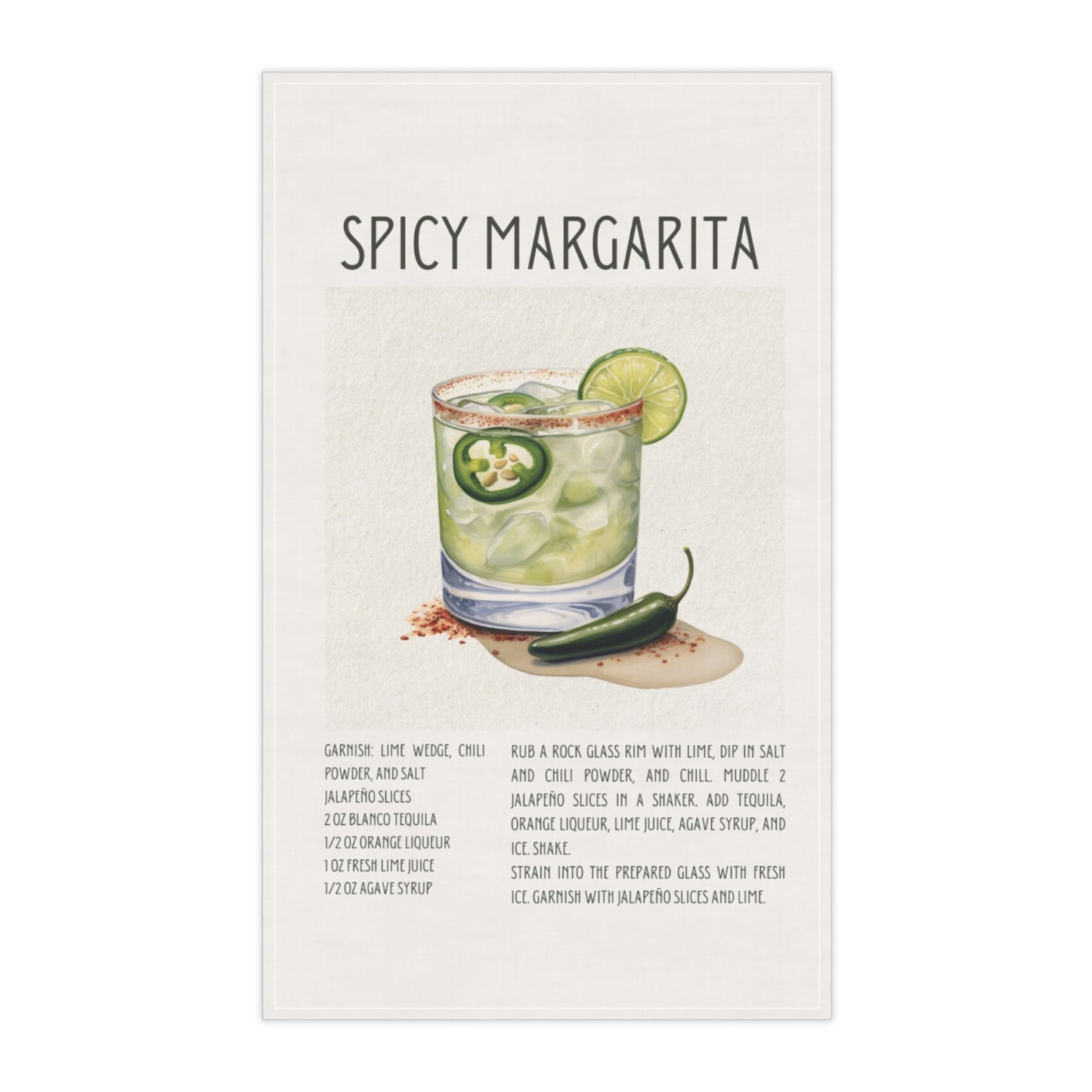 Spicy Margarita Recipe Kitchen Decor Tea Towel