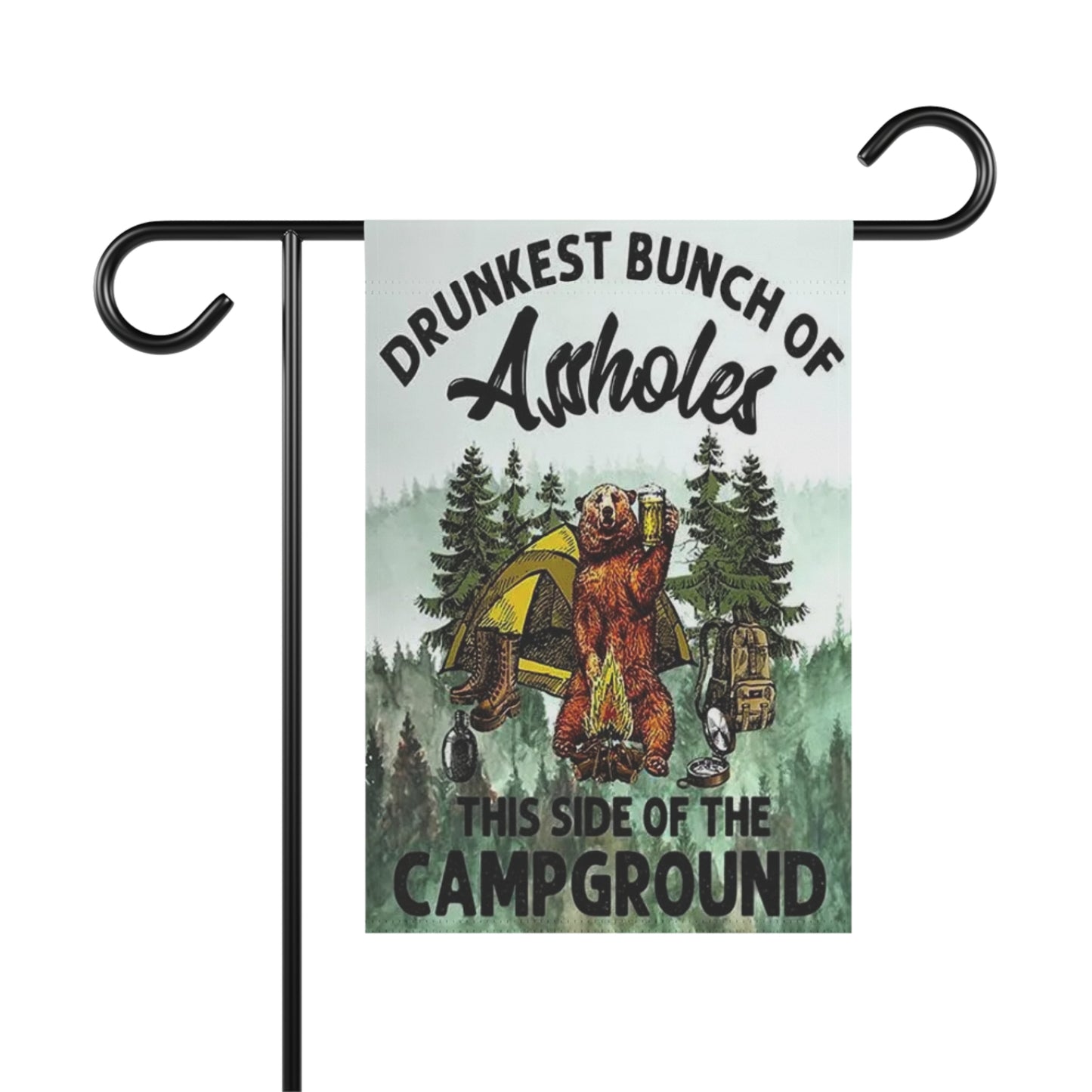 Rustic Camping Garden Banner, Funny Bear Outdoor Decor, Campground Sign, Unique Home and Garden Gift, Outdoor Party Decoration