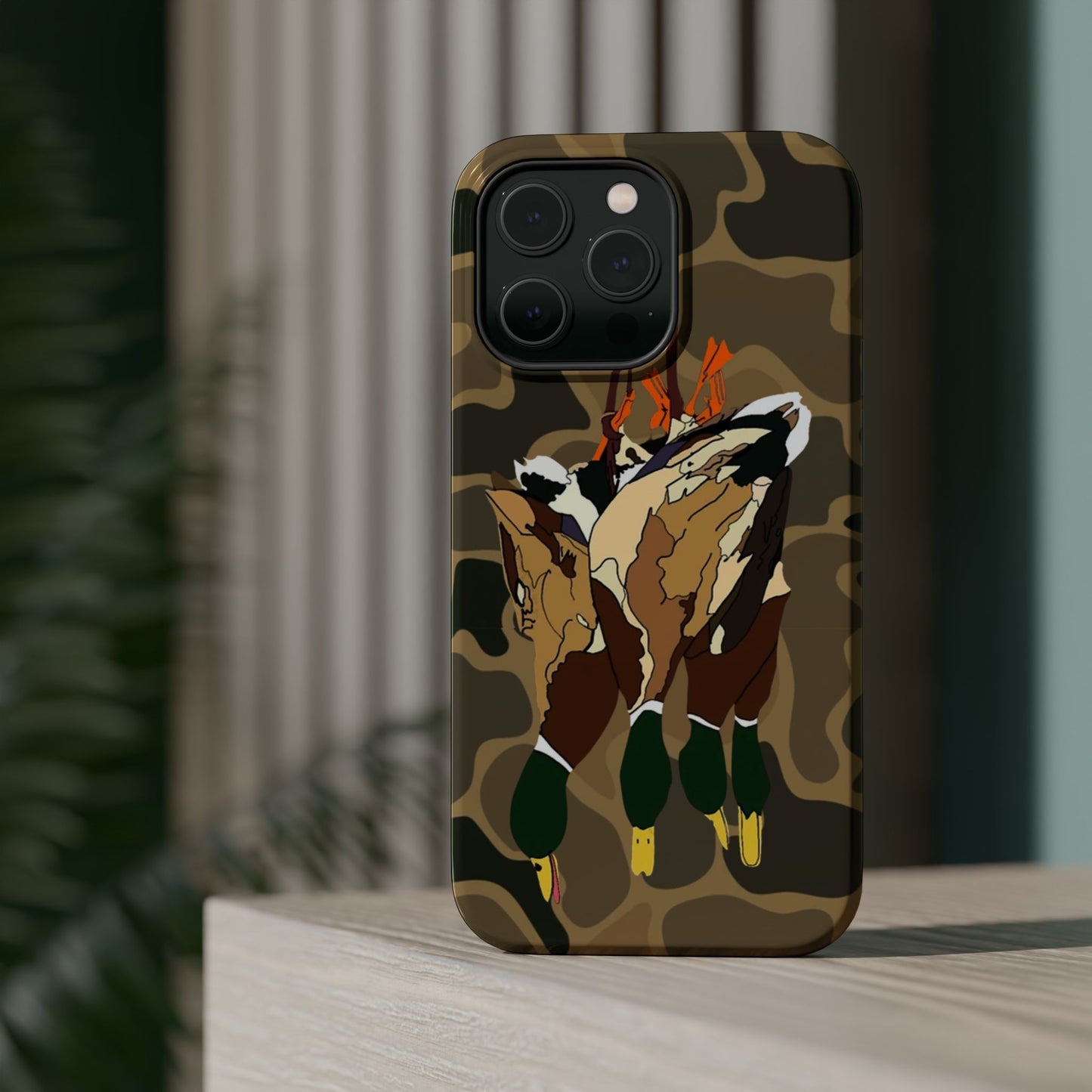 Old School Camouflage Mallard Duck Hanging Hunting Tough Magnetic iPhone Case