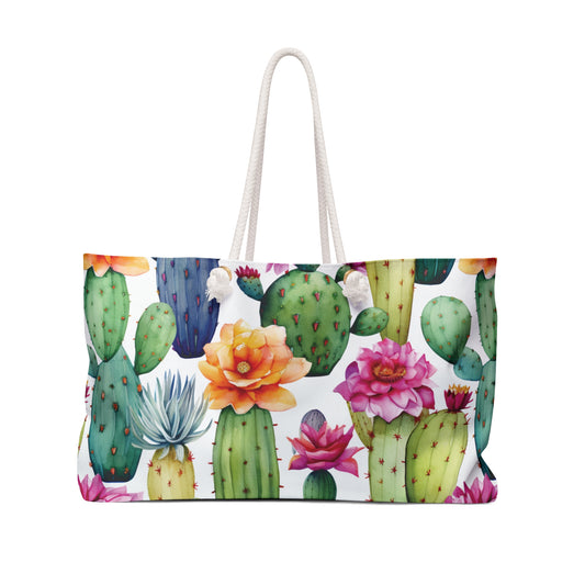 Watercolor Cactus Western Style Weekend Bag