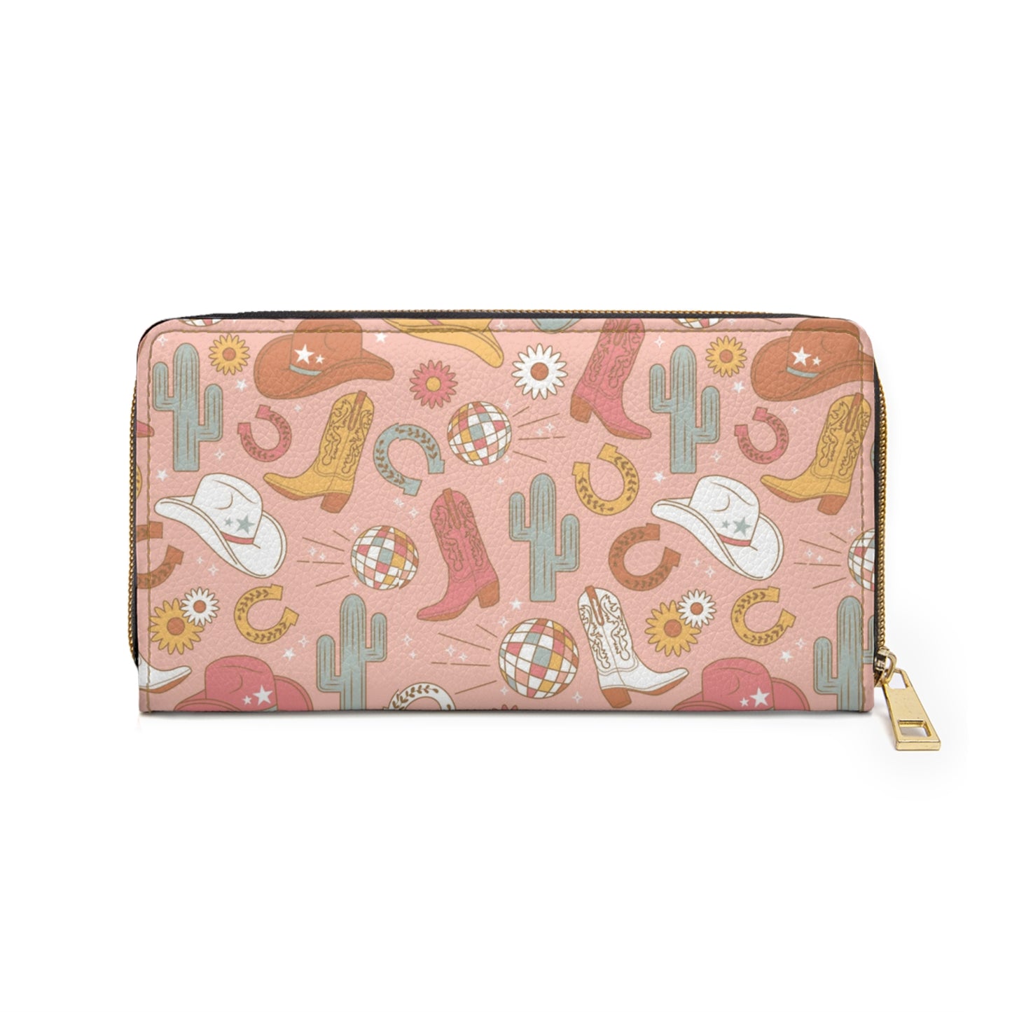 Pink Disco Rodeo Womens Zipper Wallet