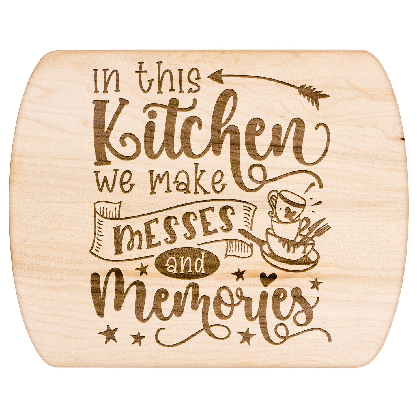 Messes and Memories Oval Maple Cutting Board 8" x 11"