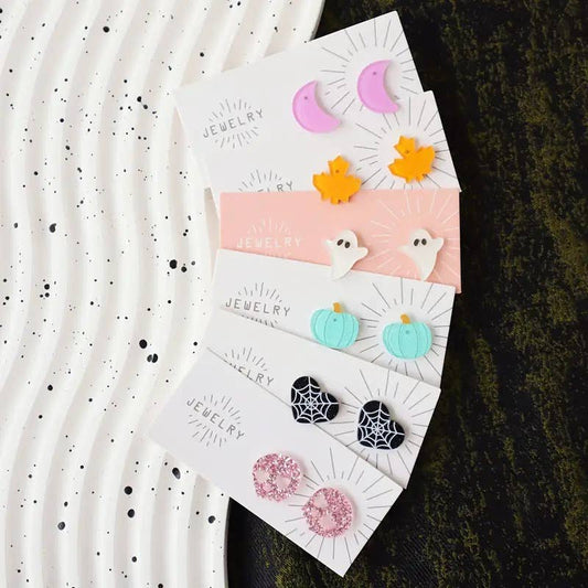 Glitter Ghost Halloween Acrylic Stud Earrings