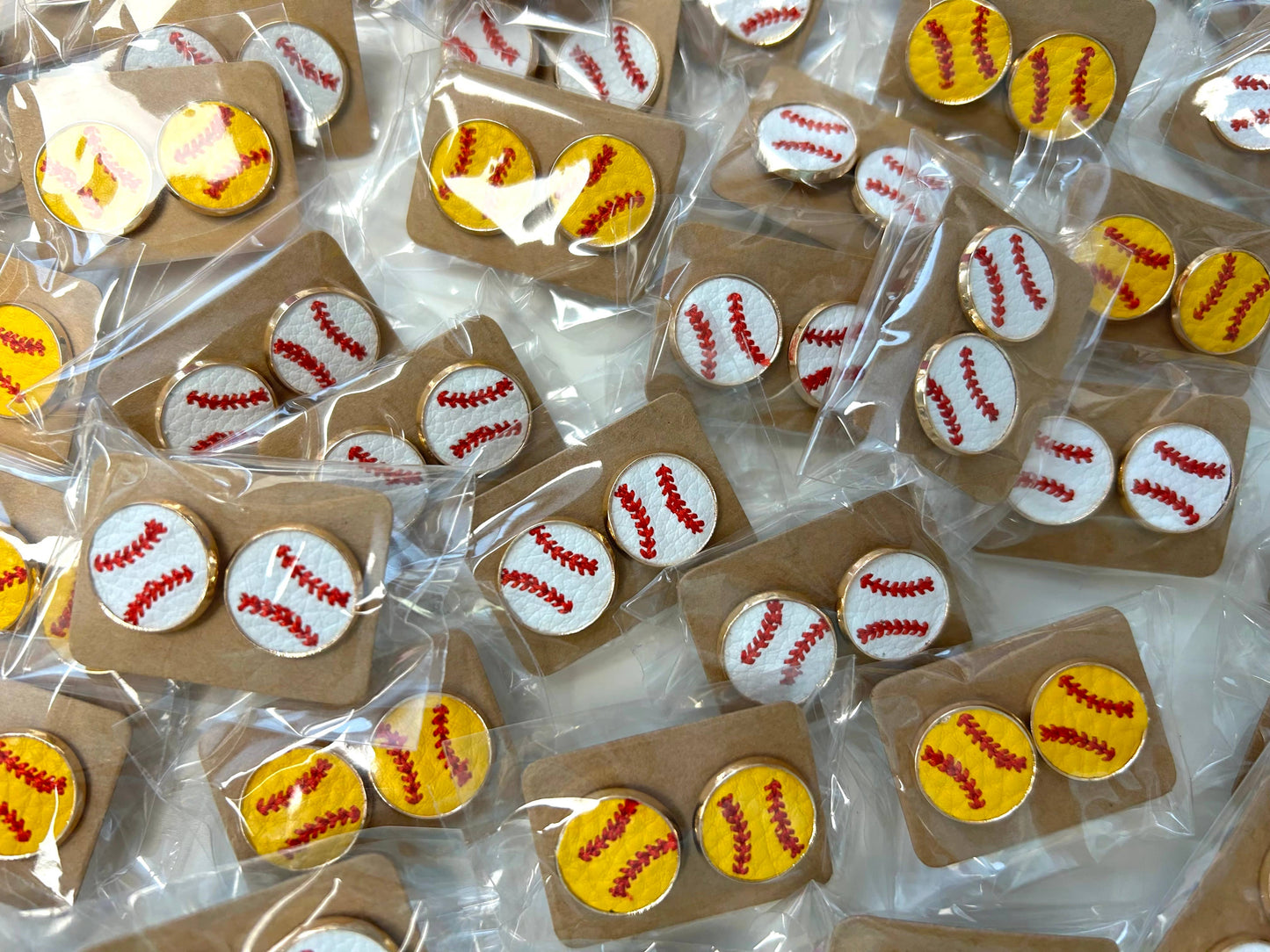 Baseball + Softball Leather Stud Earrings
