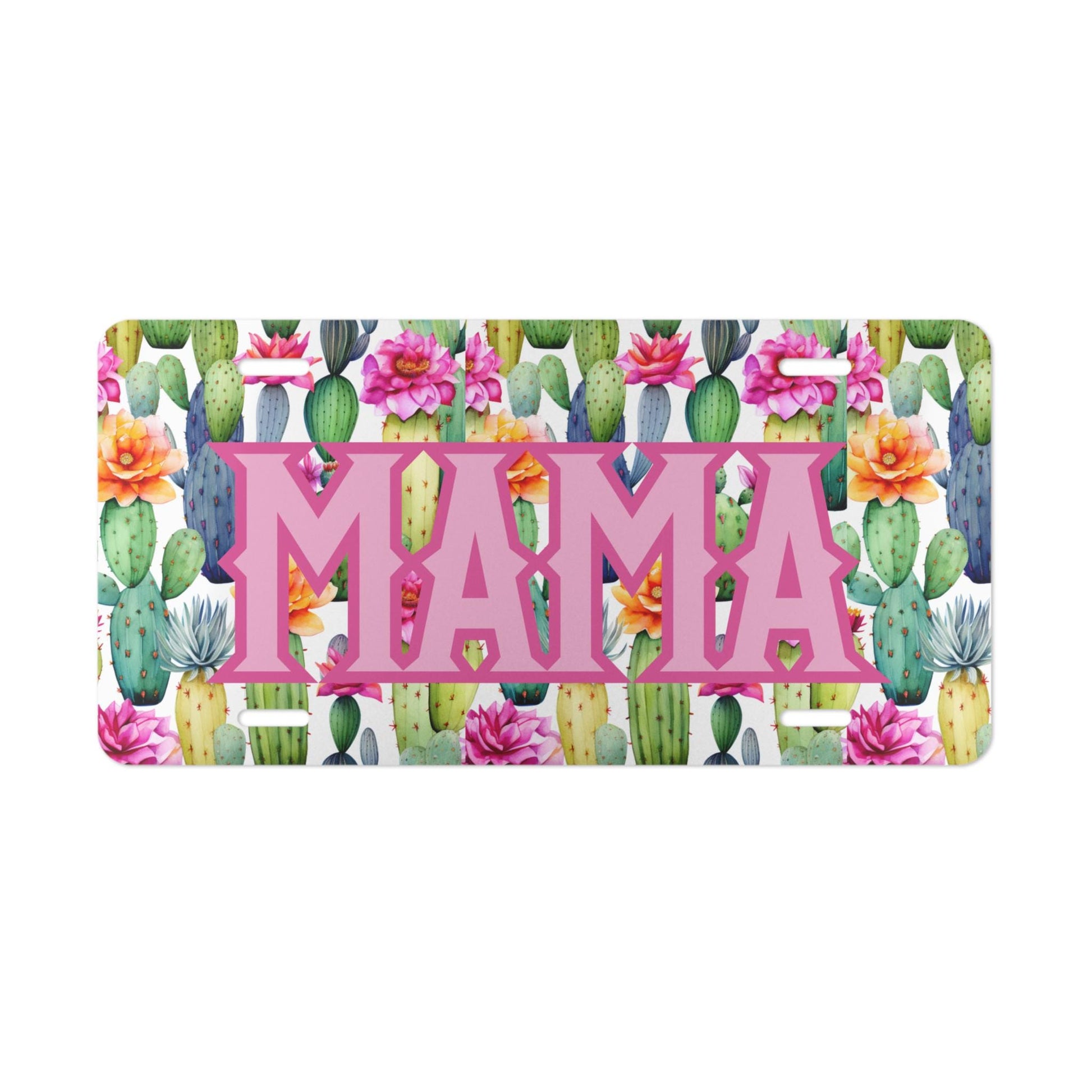 Colorful Watercolor Cactus MAMA Decorative License Plate