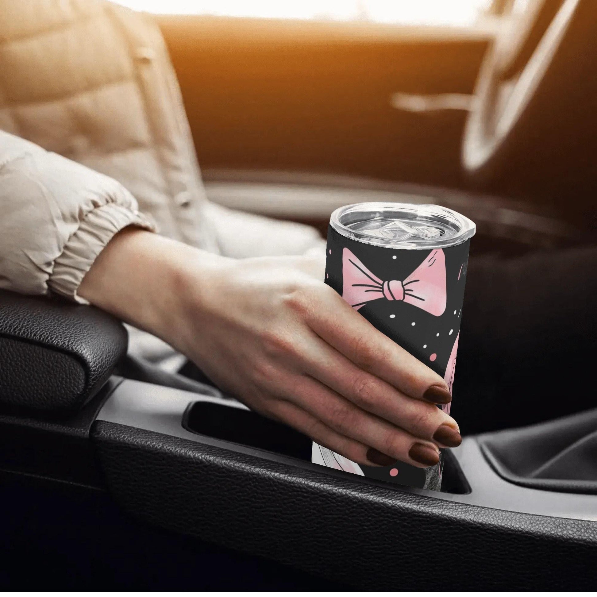 Ghosts & Bats with Pink Accents Girly Halloween 20oz Skinny Stainless Steel Tumbler