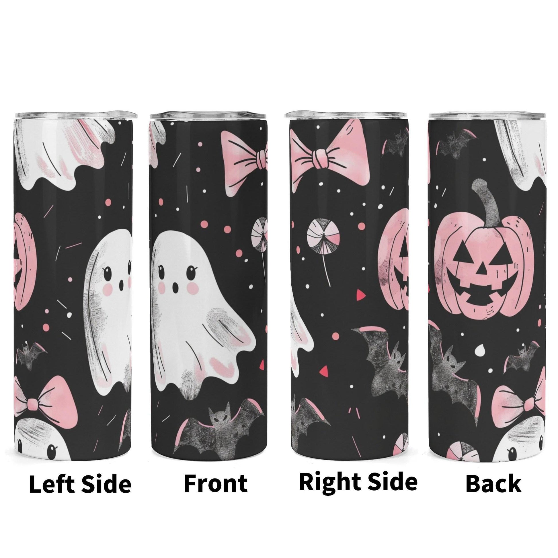 Ghosts & Bats with Pink Accents Girly Halloween 20oz Skinny Stainless Steel Tumbler