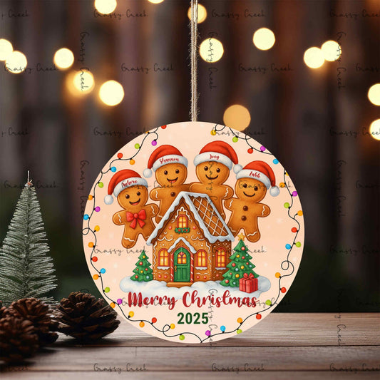 Personalized Family Name Gingerbread House Christmas Ornament