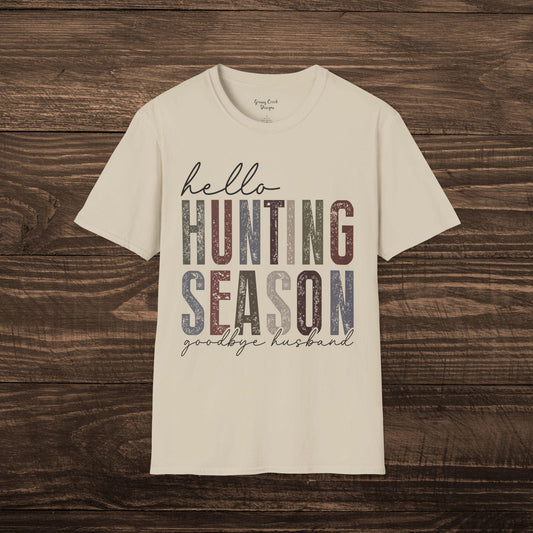 Hello Hunting Season, Goodbye Husband Women’s Graphic Tee