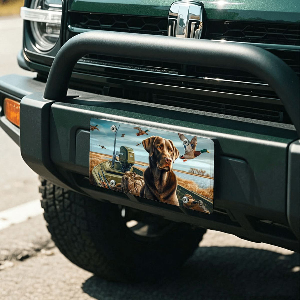 Labrador Retriever and Mallards Scene Duck Hunting Vehicle Decor License Plate 12" × 6"