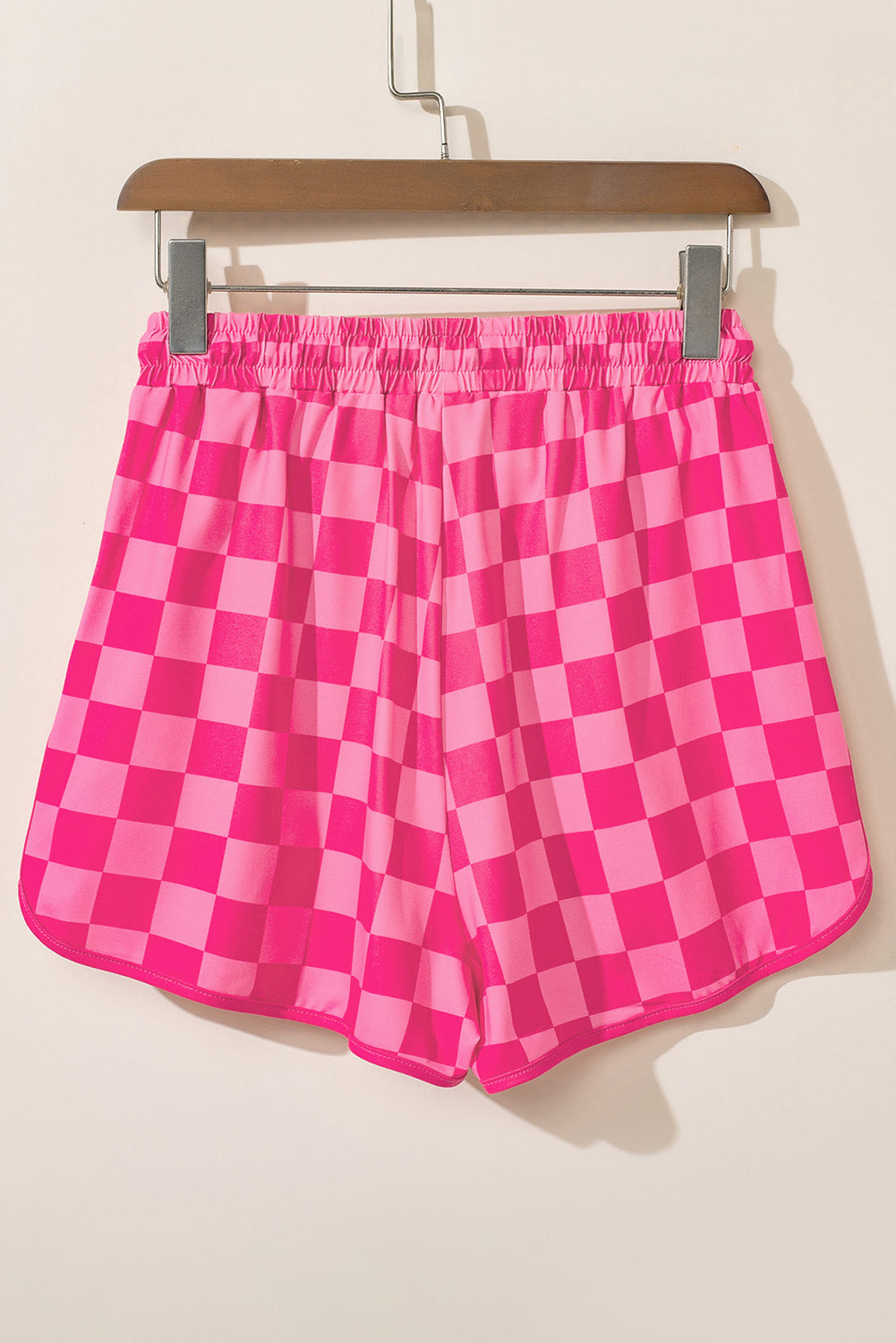 Checkered Drawstring Elastic Waist Casual Shorts