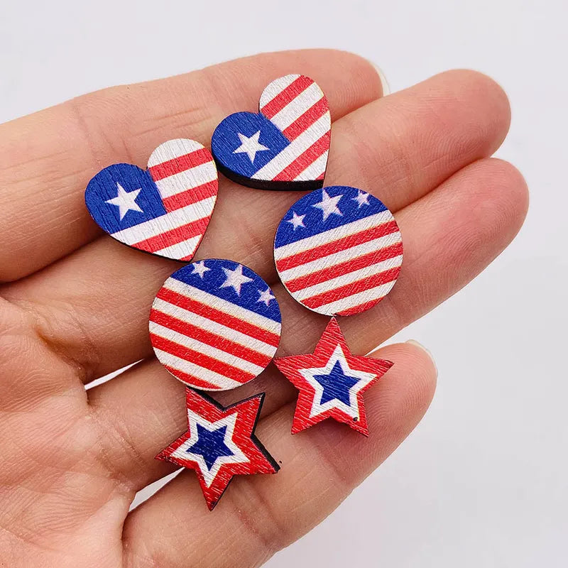All The Sass Patriotic Wood Stud Earrings