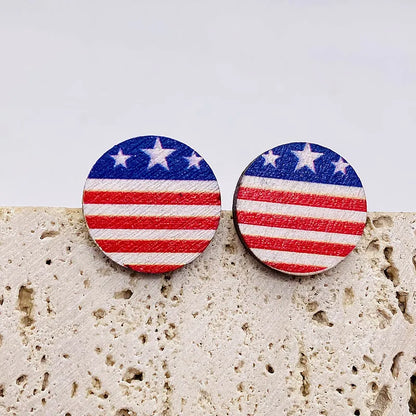 All The Sass Patriotic Wood Stud Earrings