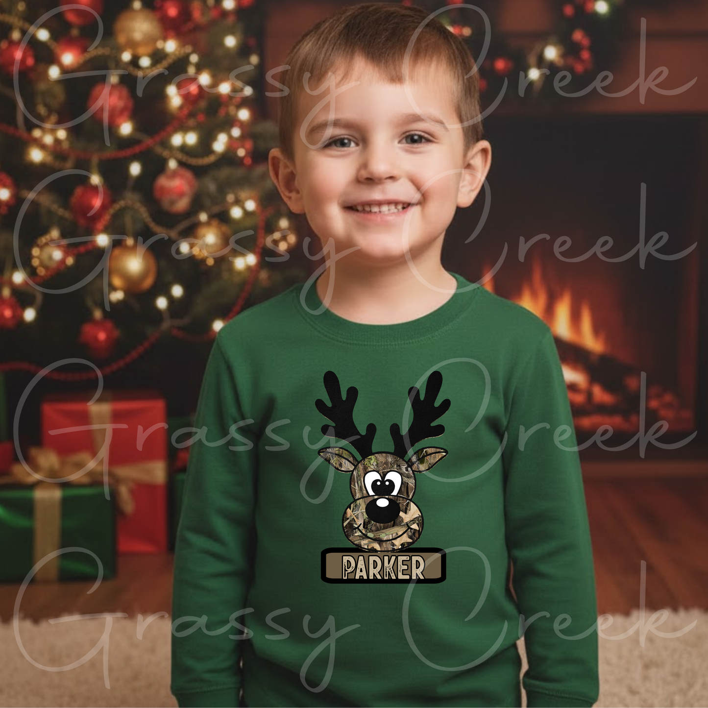 Hunting Camoflauge Reindeer Youth Personalized Name PNG File - Digital Download