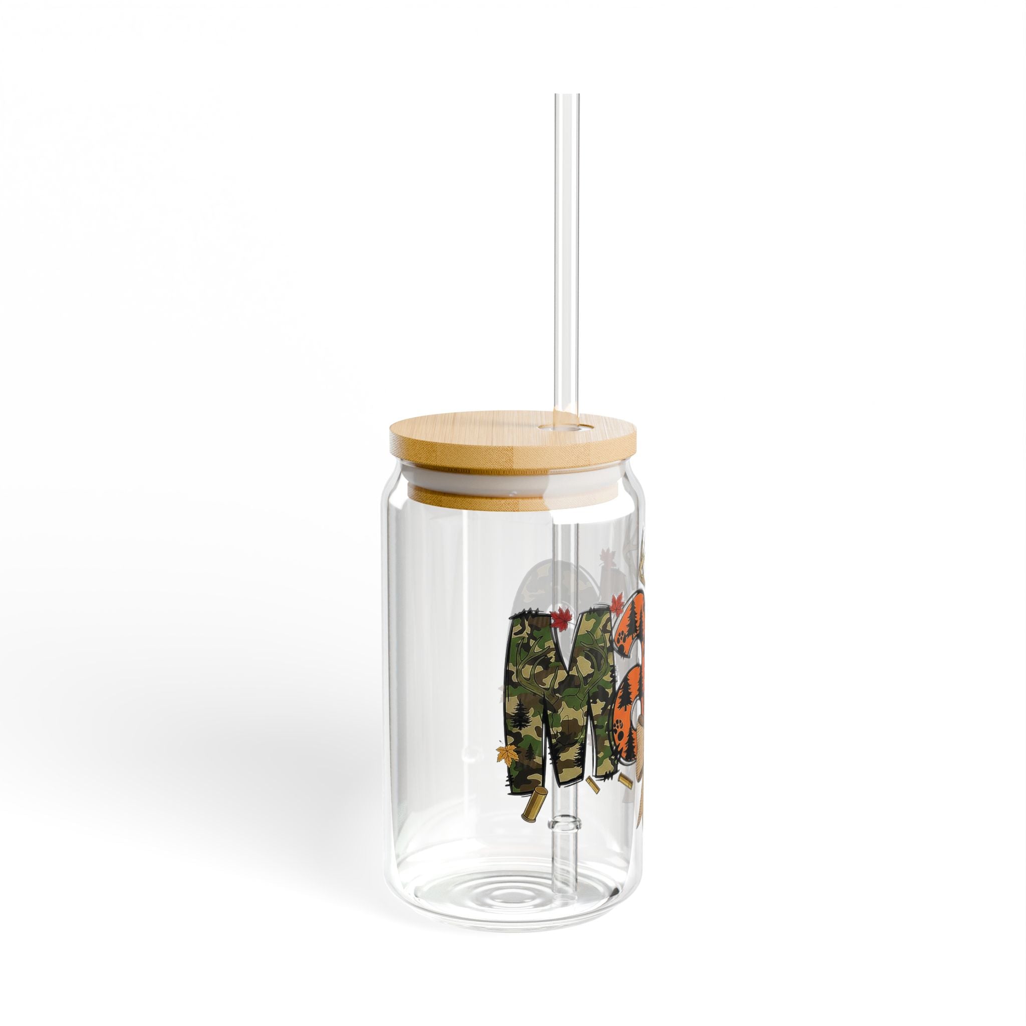 Outdoorsy Mama 16oz Glass Can Tumbler with Lid & Reusable Straw