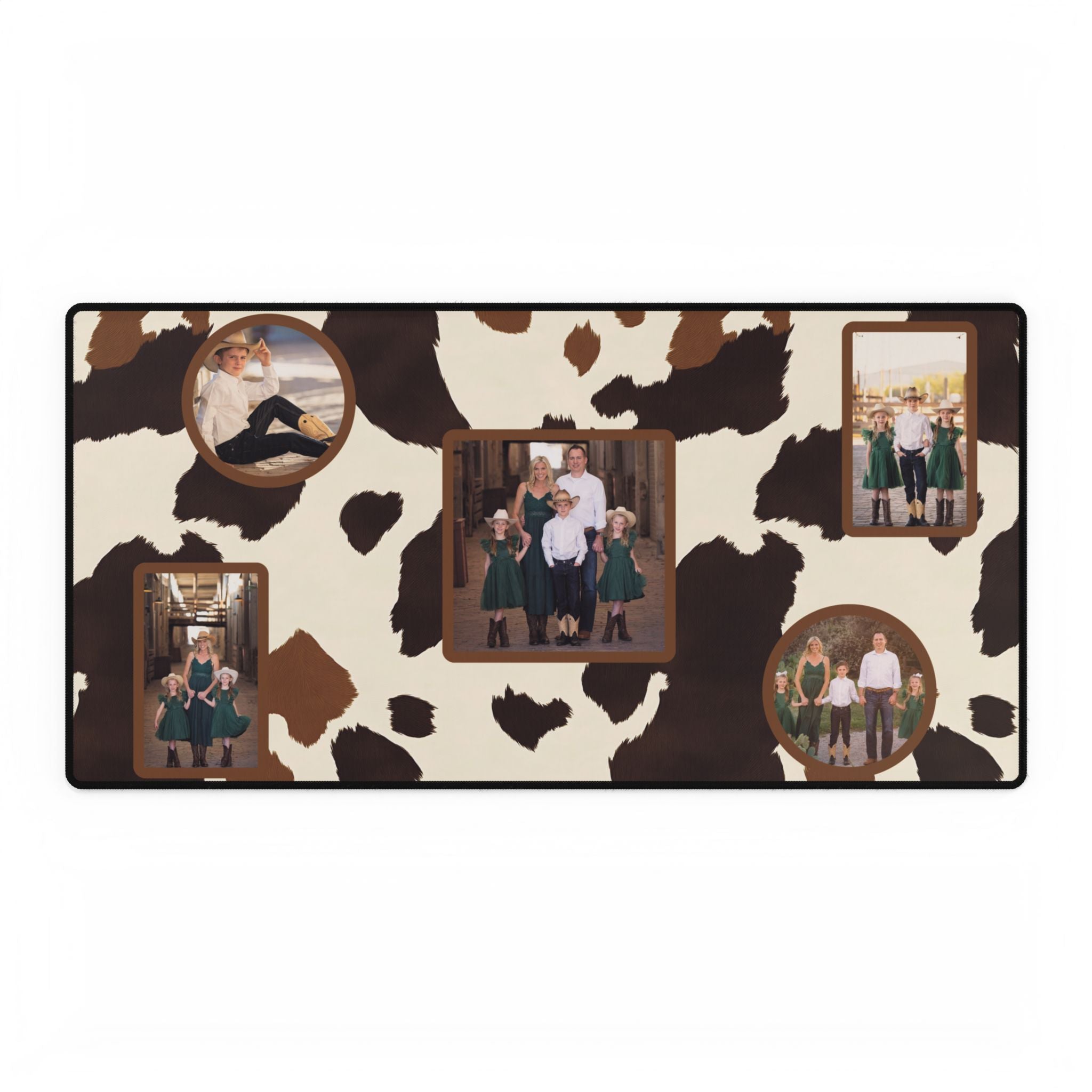 Western Cowhide Print Personalized Photo Polyester Office Desk Pad