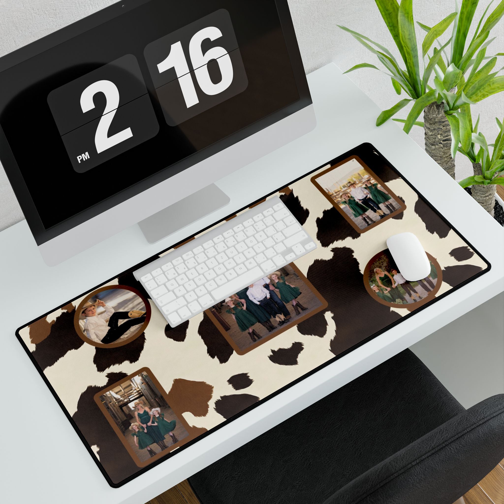 Western Cowhide Print Personalized Photo Polyester Office Desk Pad