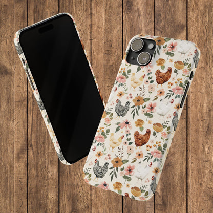 Charming Floral Chicken Slim iPhone Case