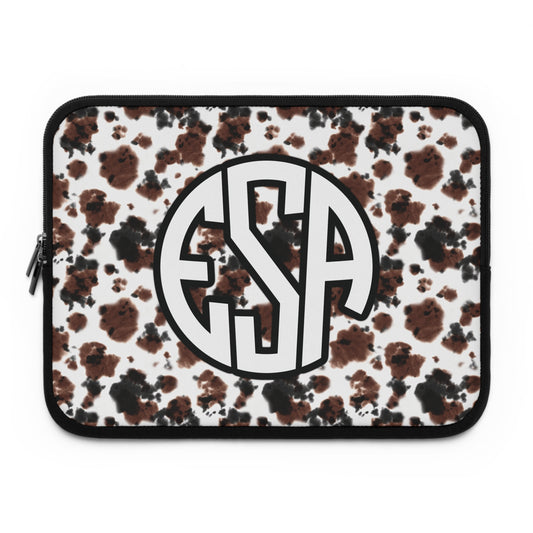 Personalized Monogrammed Cow Print Laptop Sleeve