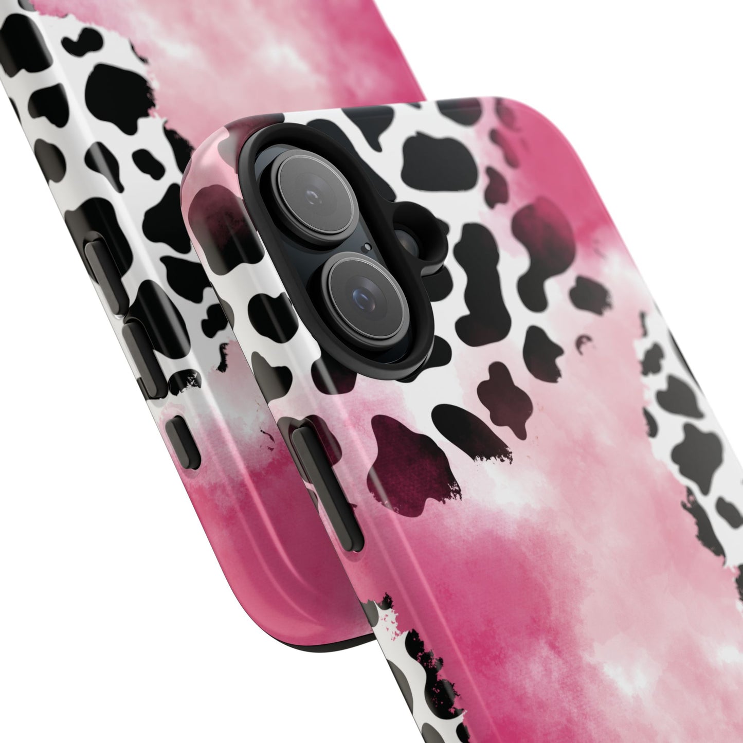 Pink Watercolor Cow Print Blend iPhone Tough Phone Case
