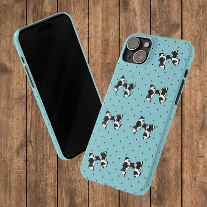 Cow Print Coquette Bow & Polka Dot Teal Slim iPhone Case