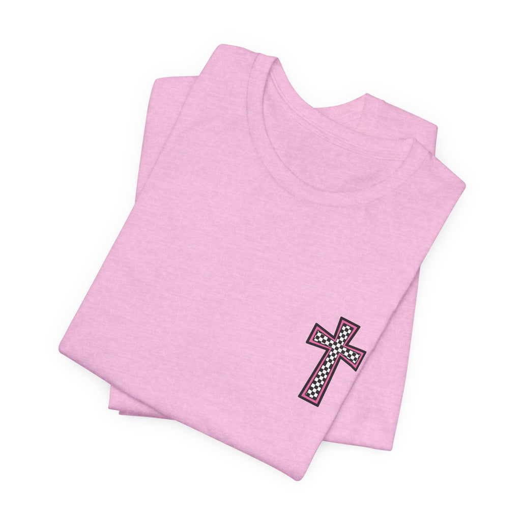 Step Into Jesus Checkered Sneakers Faith Women's Graphic T-Shirt