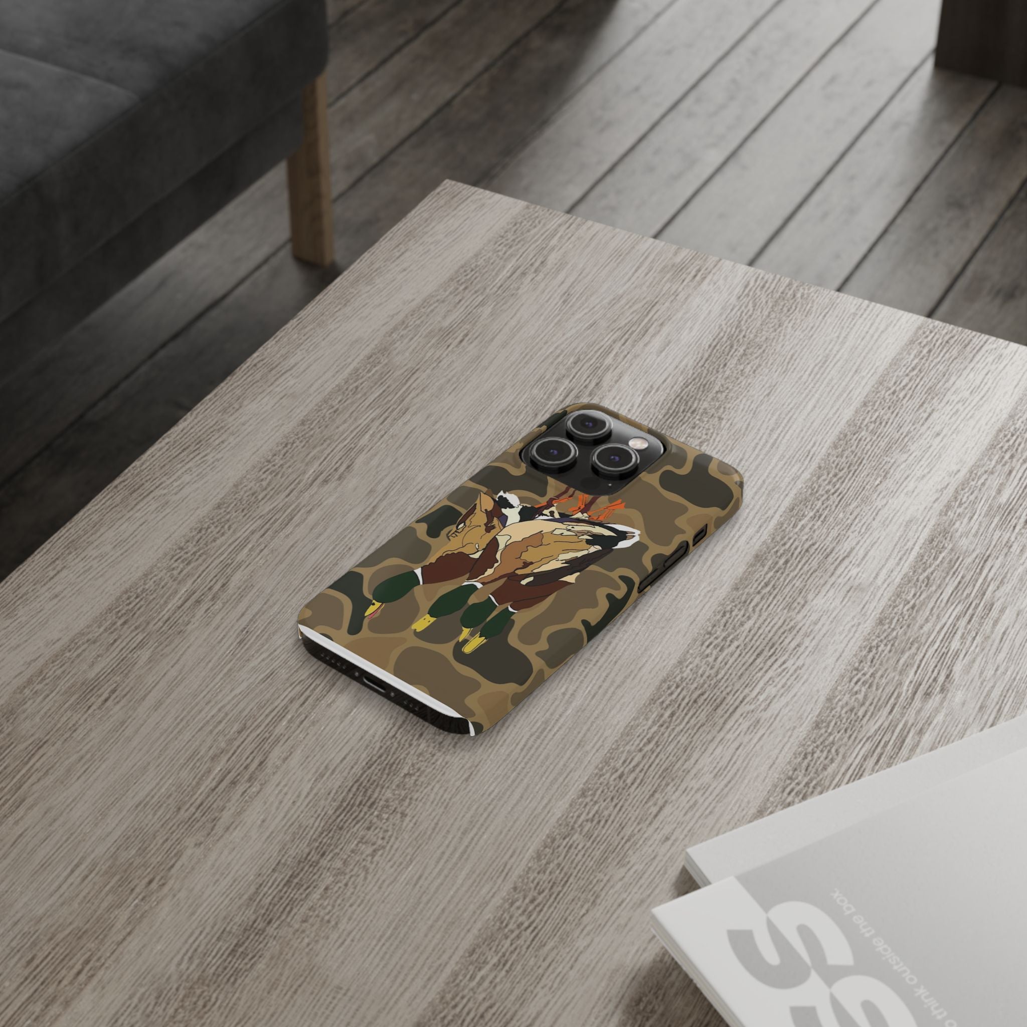 Old Skool Camouflage Mallard Duck Hanging Hunting Slim iPhone Case