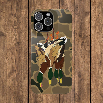 Old Skool Camouflage Mallard Duck Hanging Hunting Slim iPhone Case