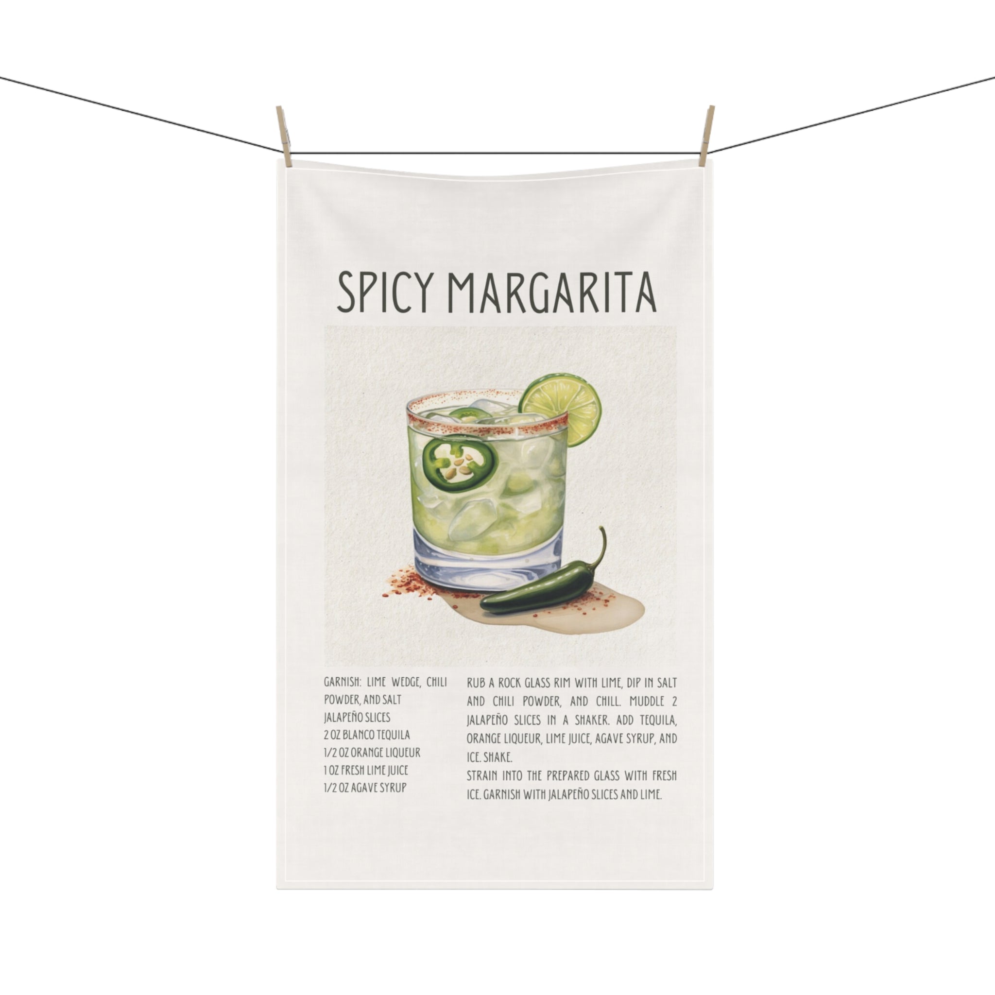 Spicy Margarita Recipe Kitchen Decor Tea Towel