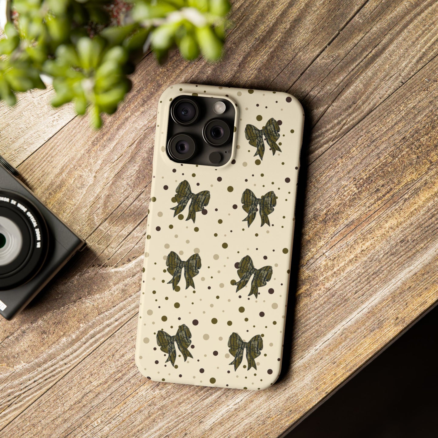 Bottomland Camouflage Coquette Bows & Polka Dot Slim IPhone Case