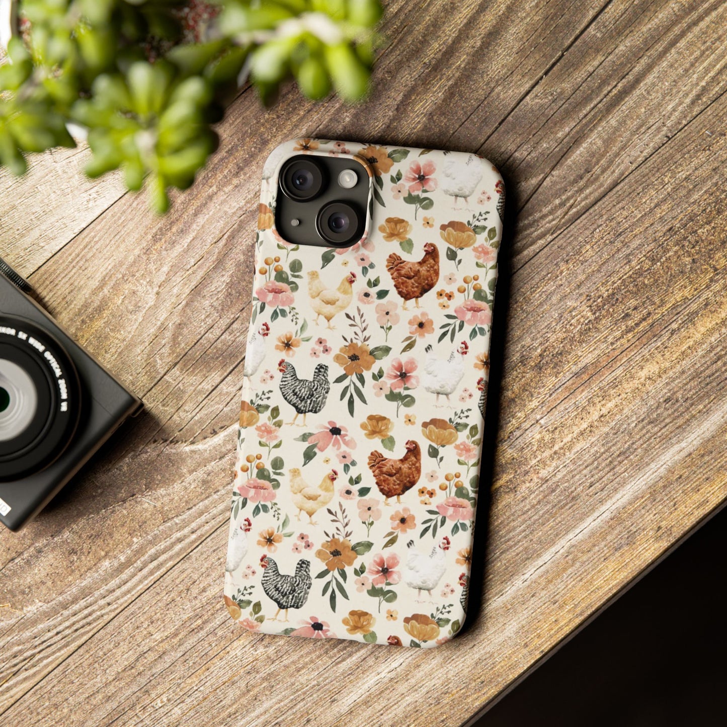 Charming Floral Chicken Slim iPhone Case